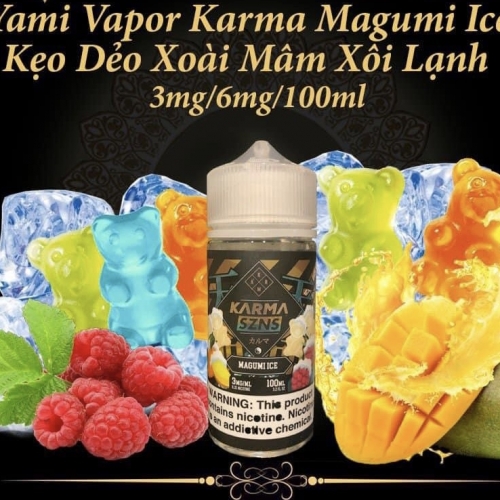 Yami vapor kẹo dẻo xoài mâm xôi lạnh 3ni 100ml mỹ
